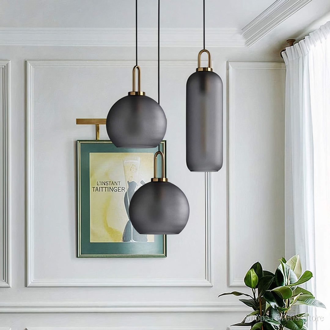 Røykfarget Glass Pendellampe – Industriell Taklampe for Kjøkken, Spisestue & Stue | Luvikno