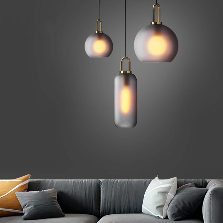 Røykfarget Glass Pendellampe – Industriell Taklampe for Kjøkken, Spisestue & Stue | Luvikno