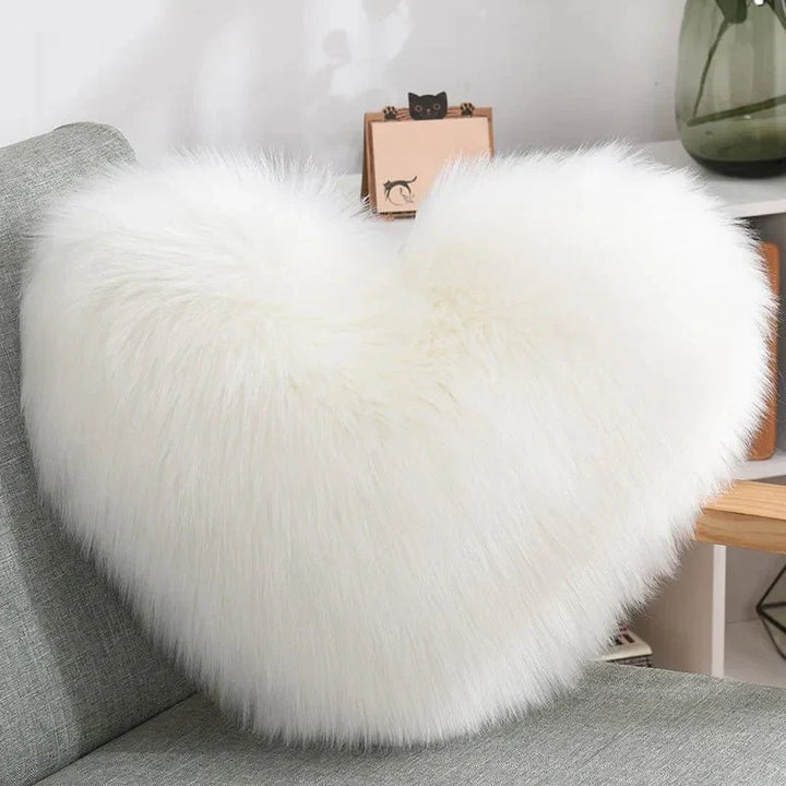 Myk hjerteformet fluffy sofa pute i myk polyester | Luvikno