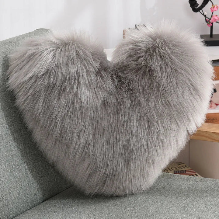 Myk hjerteformet fluffy sofa pute i myk polyester | Luvikno