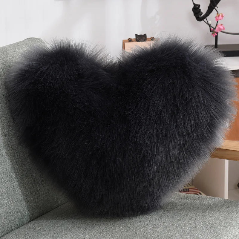 Myk hjerteformet fluffy sofa pute i myk polyester | Luvikno