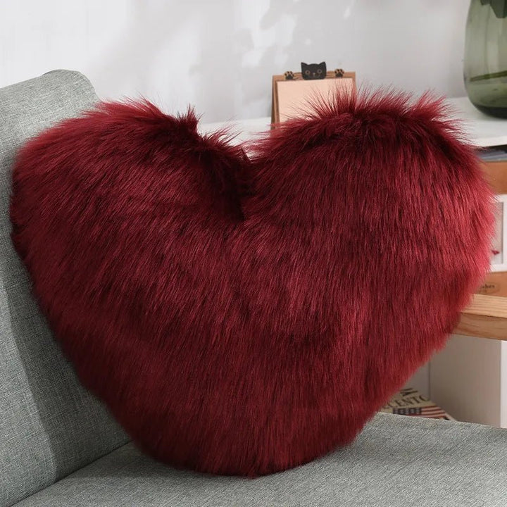 Myk hjerteformet fluffy sofa pute i myk polyester | Luvikno