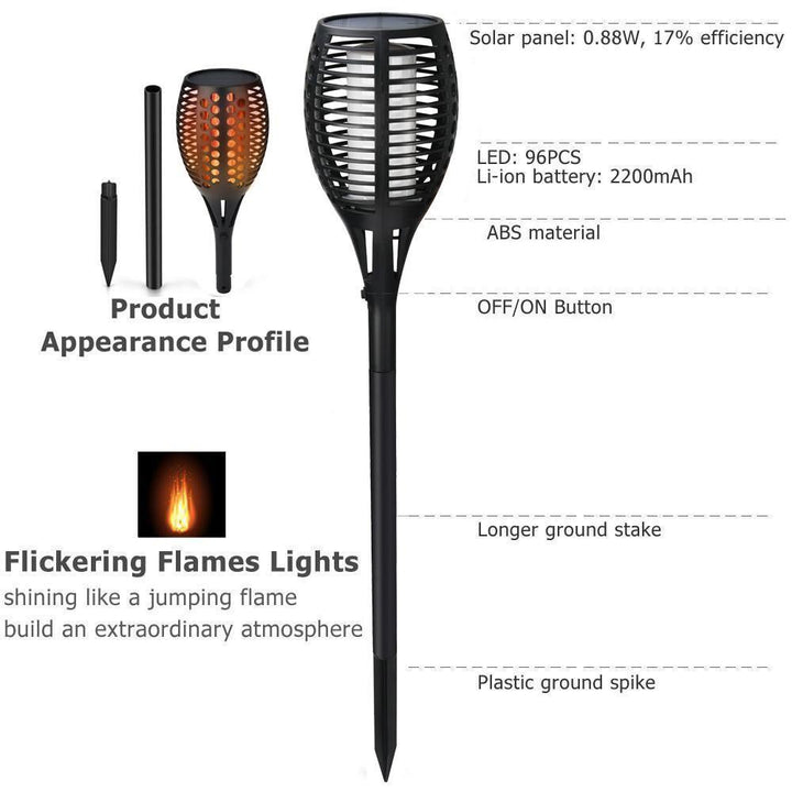2 PCS Solcelle LED Lommelykt Dansende Flamme Utgave | Luvikno
