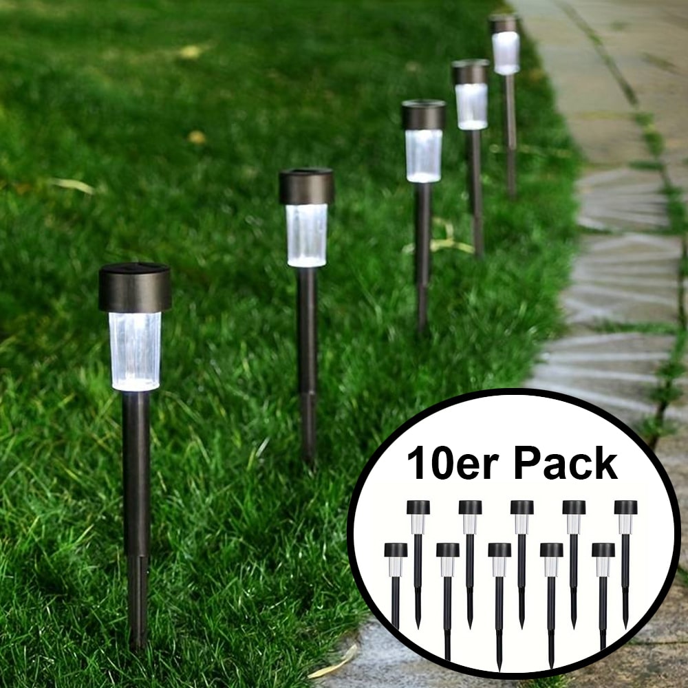 LED solcellelamper på pigger - Svart 10 stk. | Luvikno