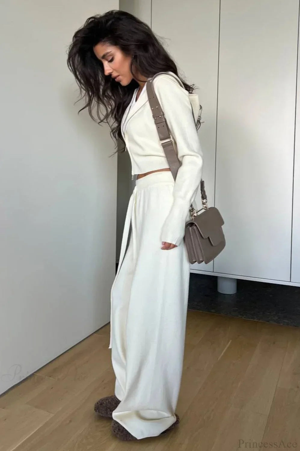 Luvik | Neule Lyhyt Vetoketjutakki Rentojat Vaatteet Kaksiosainen Setti