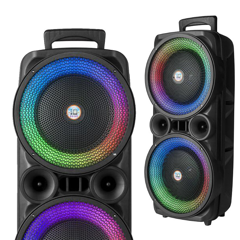 Soundbox 2 x 8" - LED-belysning, mikrofon og fjernkontroll | Luvikno