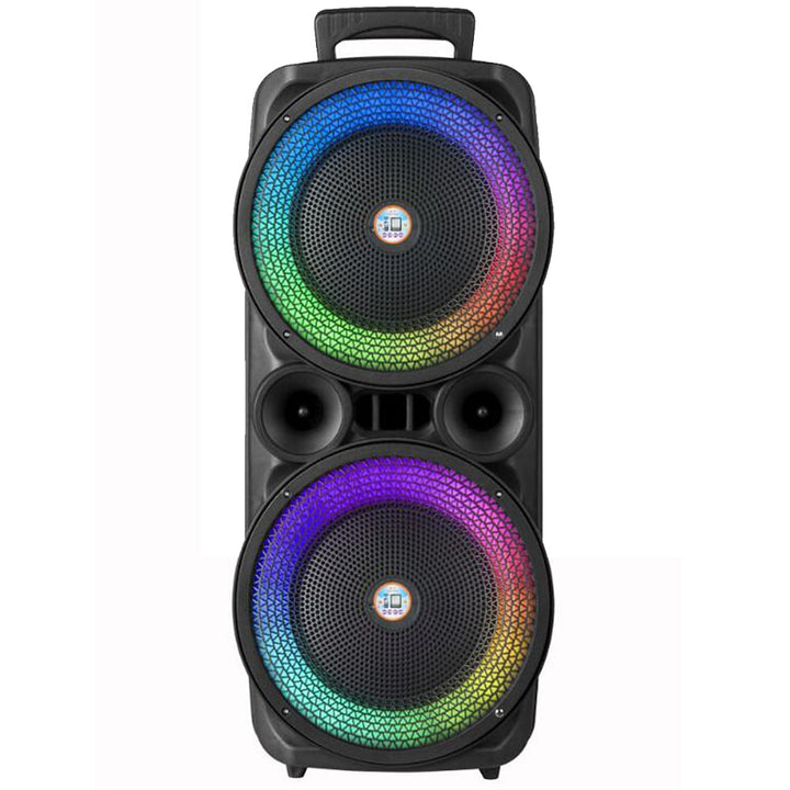 Soundbox 2 x 8" - LED-belysning, mikrofon og fjernkontroll | Luvikno