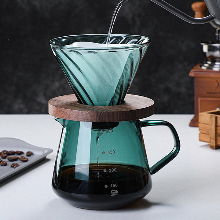 Specialized Coffeeware Kit Pour Over Coffee Glass Sharing Pot | Luvikno