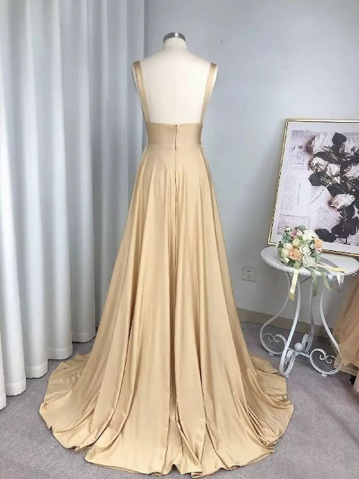 Luvik | Jakautuva V-kaula Bridesmaid-mekko Pitkä Maxi Ilta