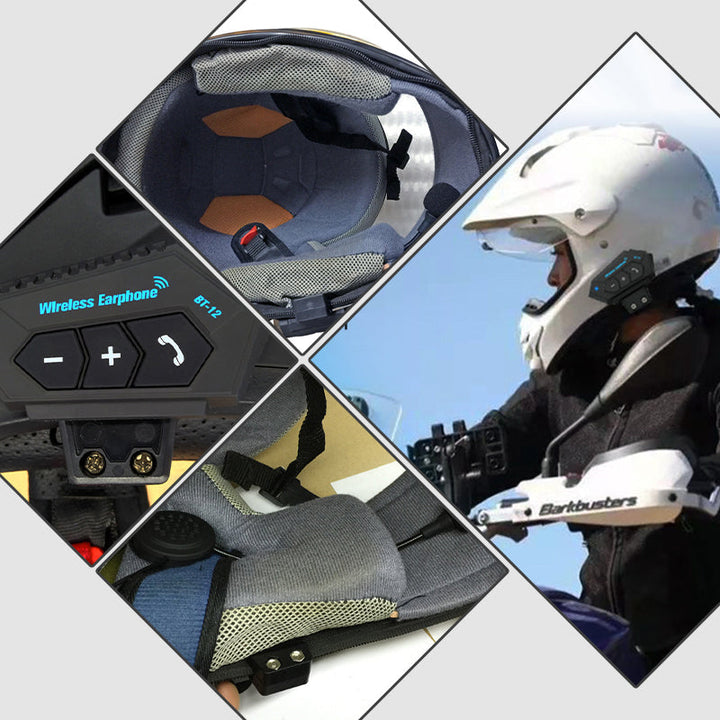 BT12 Motorsykkelhjelm Bluetooth Headset Luvikno