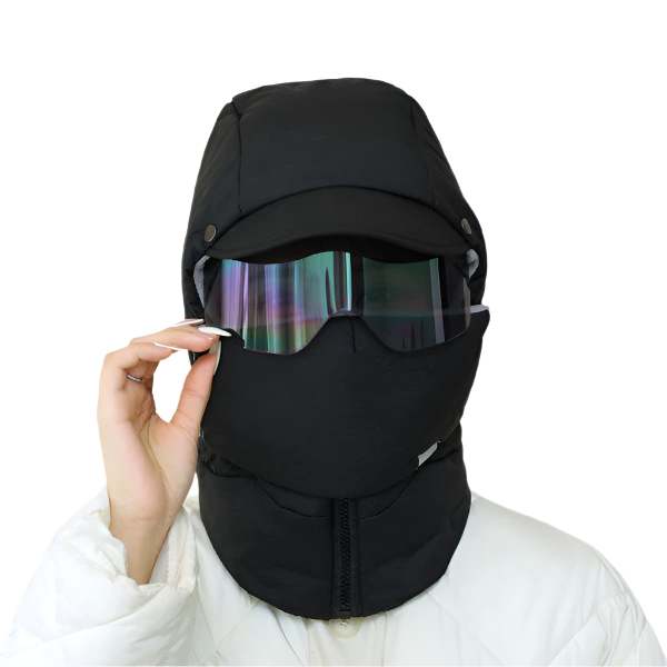 Vindbeskyttende ridemaske med briller | Luvikno