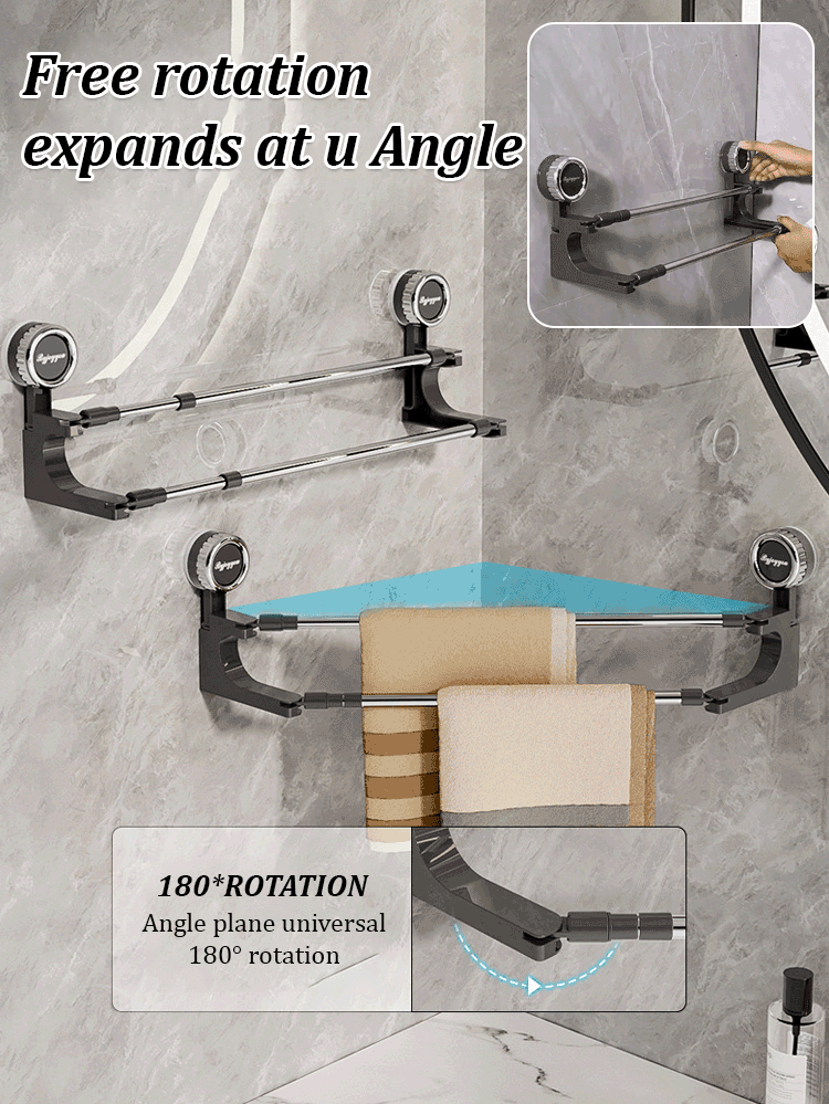 Luvikno | AquaElegance Suction Cup Double Towel Holder | Effortlessly stylish towel rack with secure suction technology for a tidy bathroom