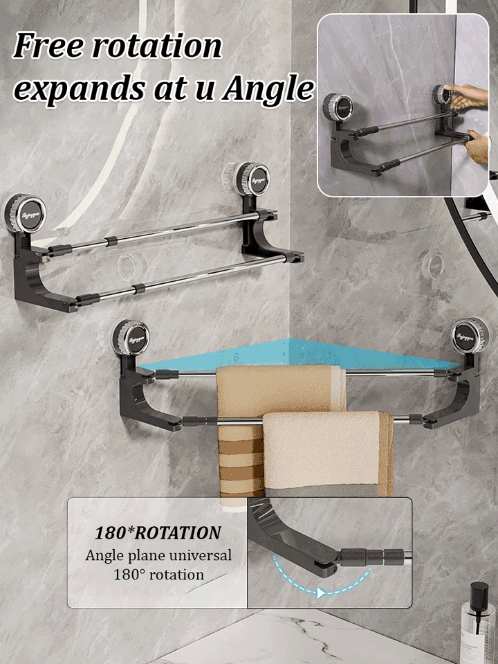 Luvikno | AquaElegance Suction Cup Double Towel Holder | Effortlessly stylish towel rack with secure suction technology for a tidy bathroom