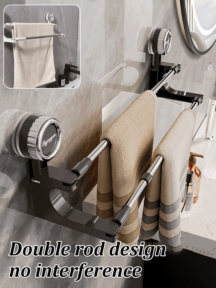 Luvikno | AquaElegance Suction Cup Double Towel Holder | Effortlessly stylish towel rack with secure suction technology for a tidy bathroom
