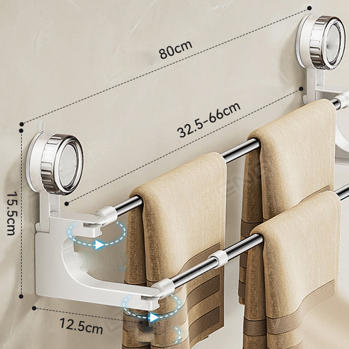 Luvikno | AquaElegance Suction Cup Double Towel Holder | Effortlessly stylish towel rack with secure suction technology for a tidy bathroom