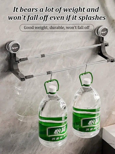 Luvikno | AquaElegance Suction Cup Double Towel Holder | Effortlessly stylish towel rack with secure suction technology for a tidy bathroom