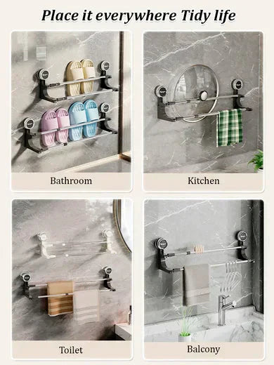 Luvikno | AquaElegance Suction Cup Double Towel Holder | Effortlessly stylish towel rack with secure suction technology for a tidy bathroom