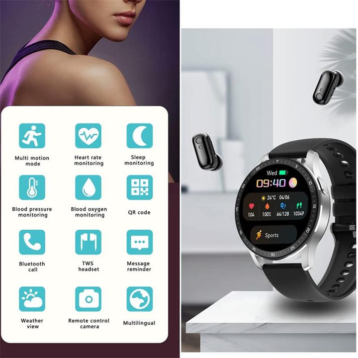 2-i-1 Smartklokke med integrerte hodetelefoner | Luvikno