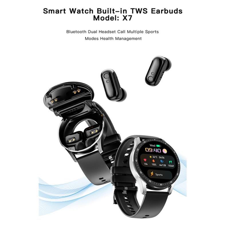 2-i-1 Smartklokke med integrerte hodetelefoner | Luvikno