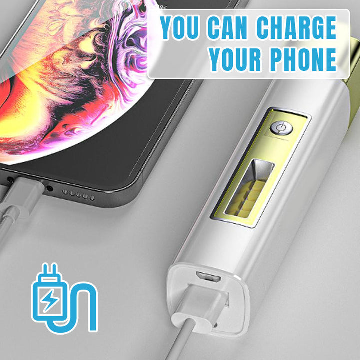 Luvikno | Mini 2-i-1 lommelykt med høy lysstyrke og powerbank