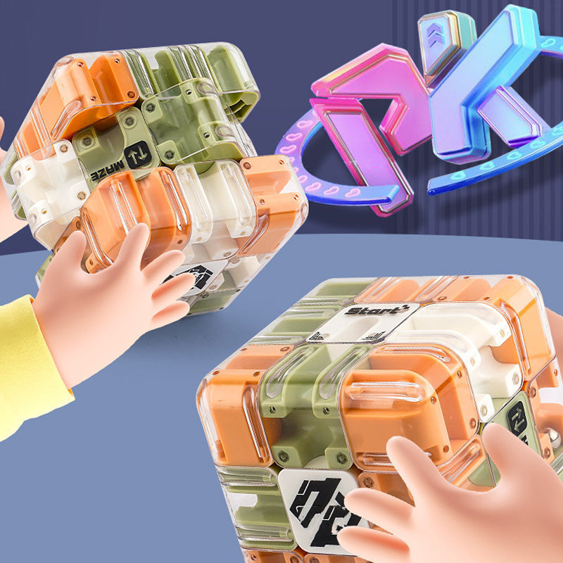 3D labyrint kube med metallball | Luvikno