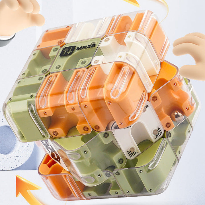 3D labyrint kube med metallball | Luvikno