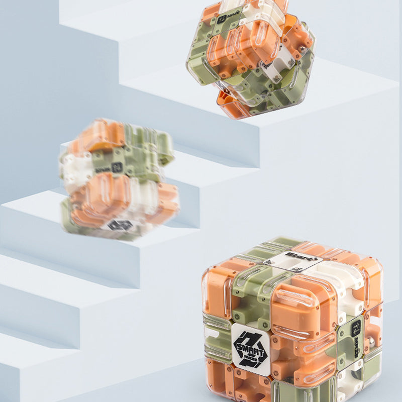 3D labyrint kube med metallball | Luvikno