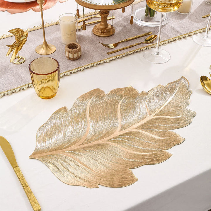 Gold Leaf Luxury Bordskåner – 3D Elegant Bordmatte laget av PVC | Luvikno