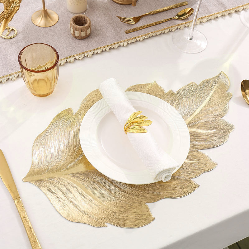 Gold Leaf Luxury Bordskåner – 3D Elegant Bordmatte laget av PVC | Luvikno