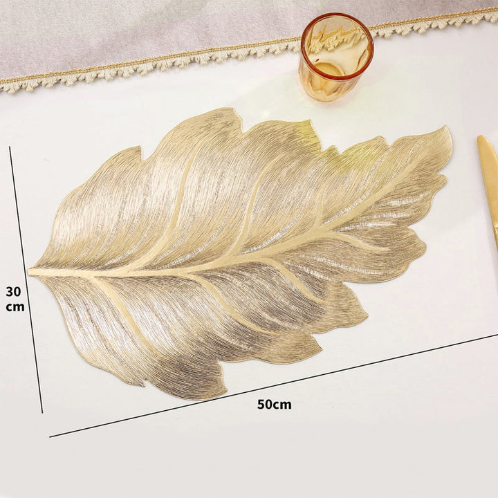 Gold Leaf Luxury Bordskåner – 3D Elegant Bordmatte laget av PVC | Luvikno
