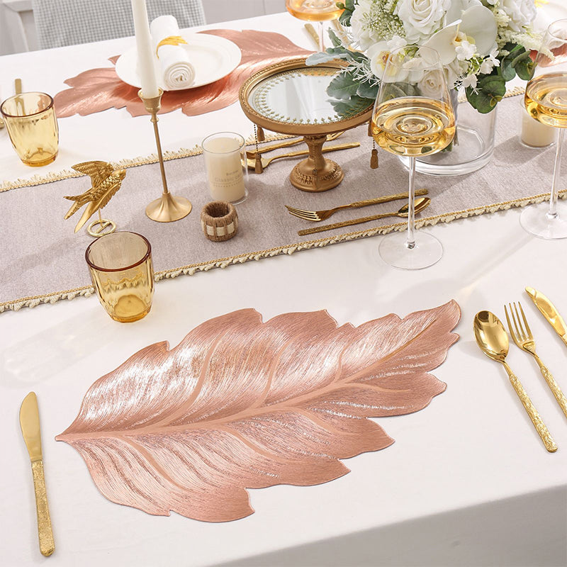 Gold Leaf Luxury Bordskåner – 3D Elegant Bordmatte laget av PVC | Luvikno