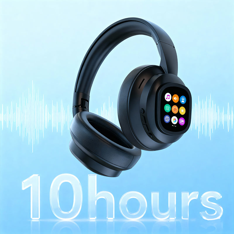 Luvikno | AIWave | AI Bluetooth Hodetelefoner med LCD-skjerm Stemmestyring Lydisolasjon for Musikk og Samtaler