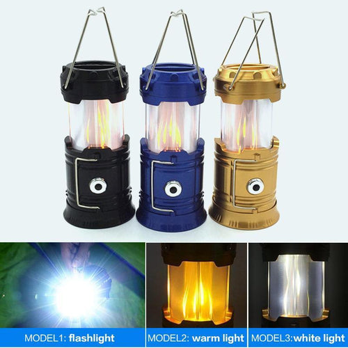 3-i-1 LED campinglampe med flimrende flamme | Luvikno