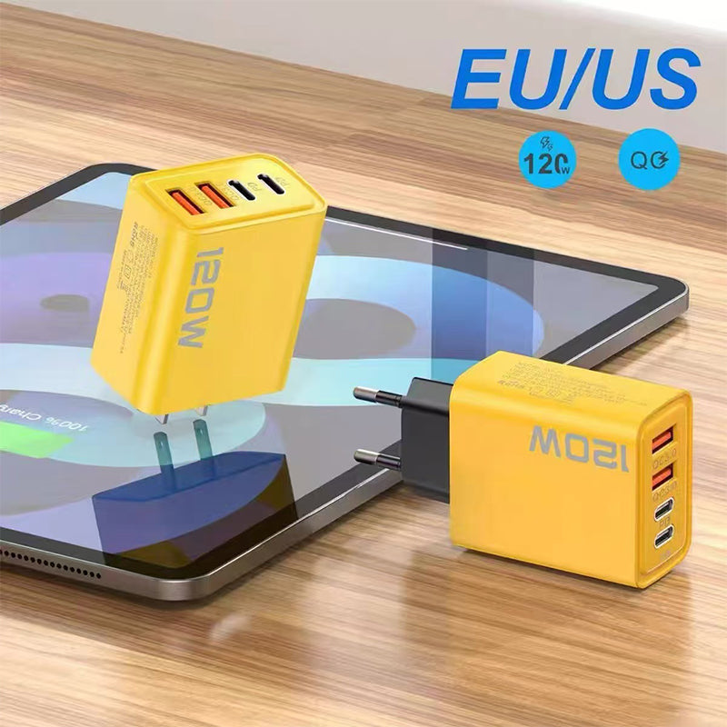120W USB hurtiglader med 4 porter | Luvikno