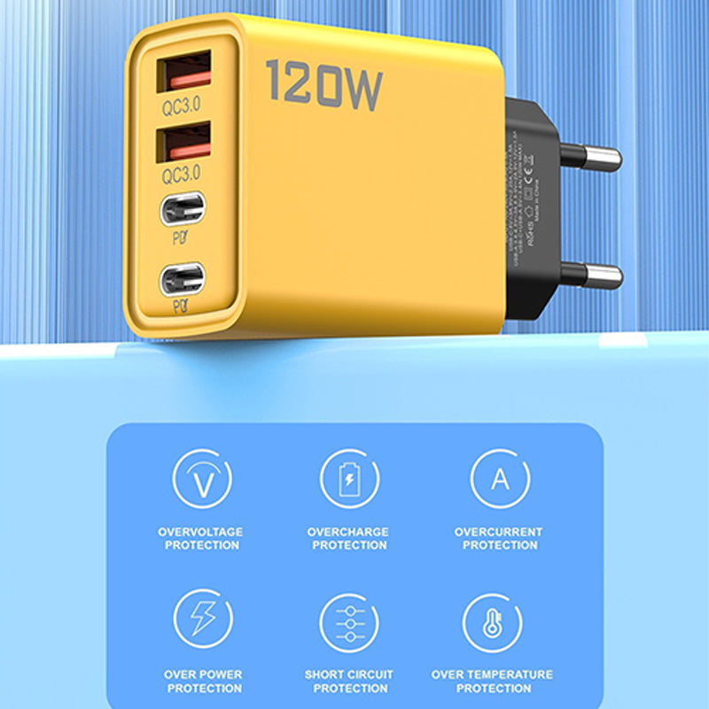 120W USB hurtiglader med 4 porter | Luvikno