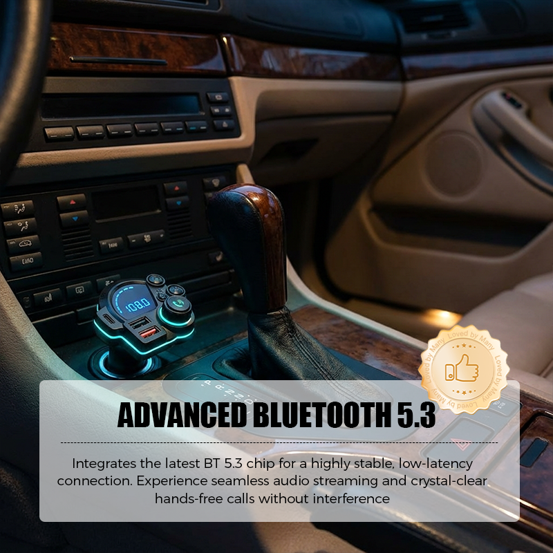 Bil FM-sender Bluetooth 5.3 Dual-USB | Luvikno