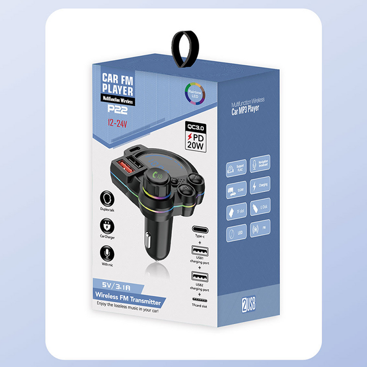 Bil FM-sender Bluetooth 5.3 Dual-USB | Luvikno