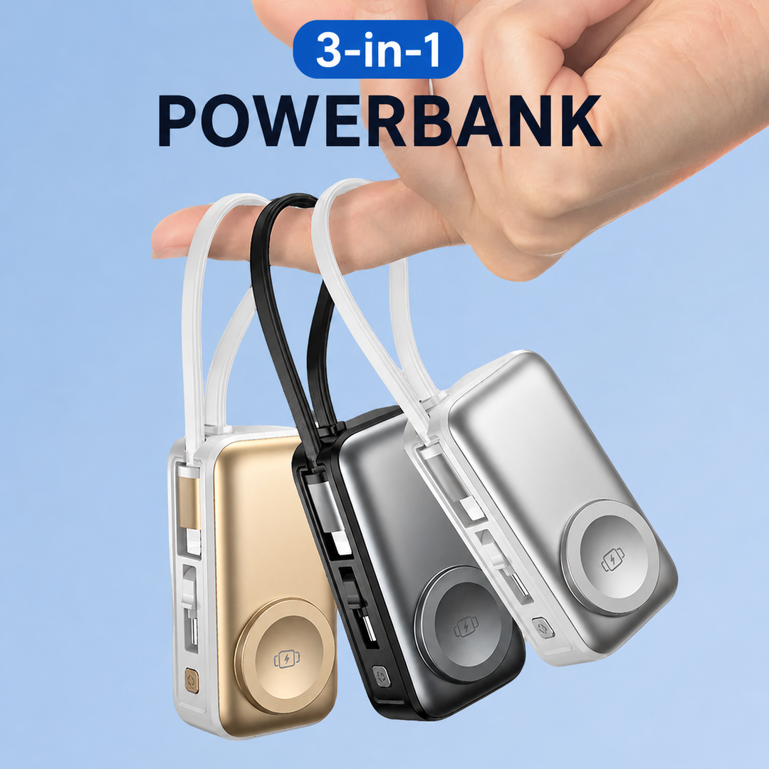 Magnetisk 3-i-1 Powerbank med trådløs lading | Luvikno