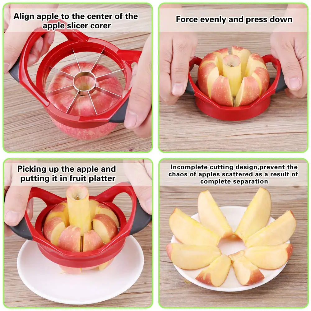 Rustfritt Stål Eple Slicer 8-Blade Ekstra Stor Kjernefjerner og Divider | Luvikno