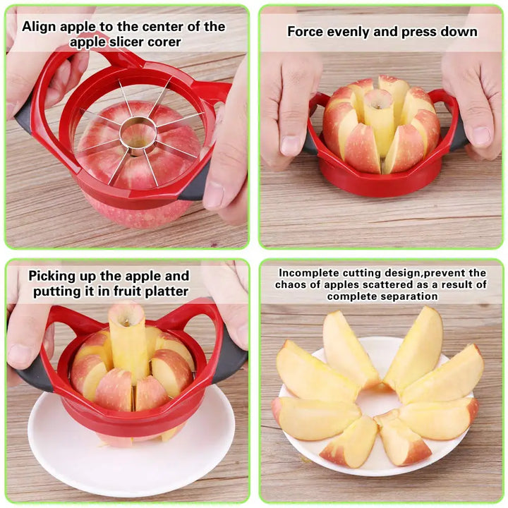 Rustfritt Stål Eple Slicer 8-Blade Ekstra Stor Kjernefjerner og Divider | Luvikno