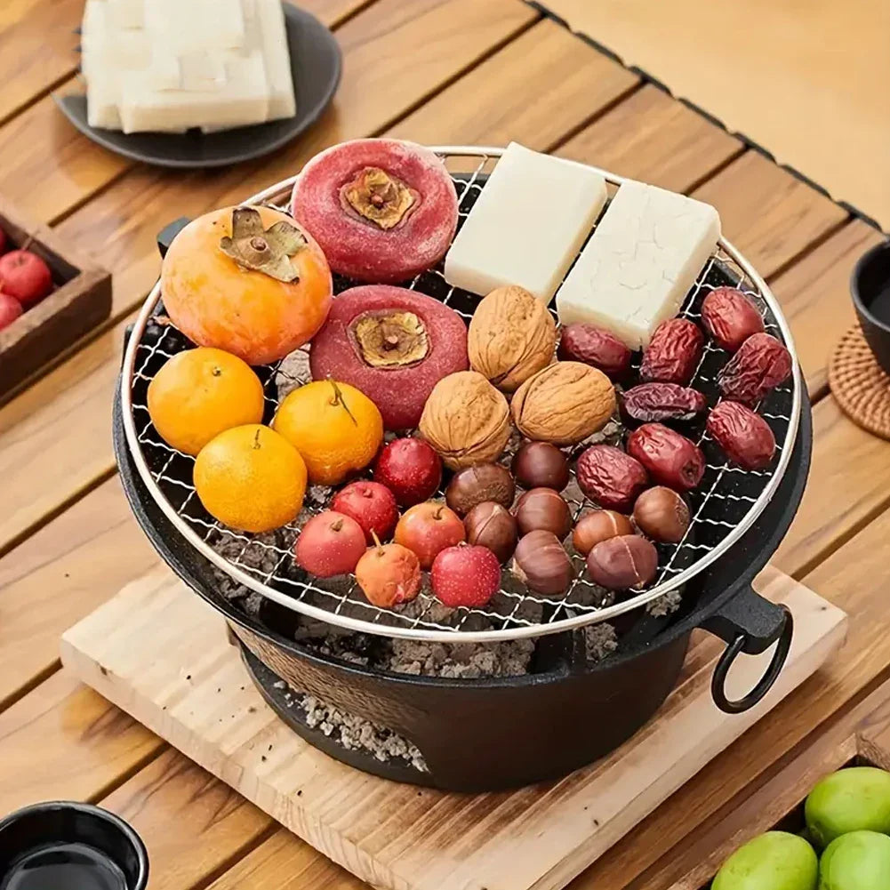 Rustfritt stål BBQ grill bordplate støpejern kullgrill komfyr | Luvikno