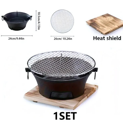 Rustfritt stål BBQ grill bordplate støpejern kullgrill ovn | Luvikno
