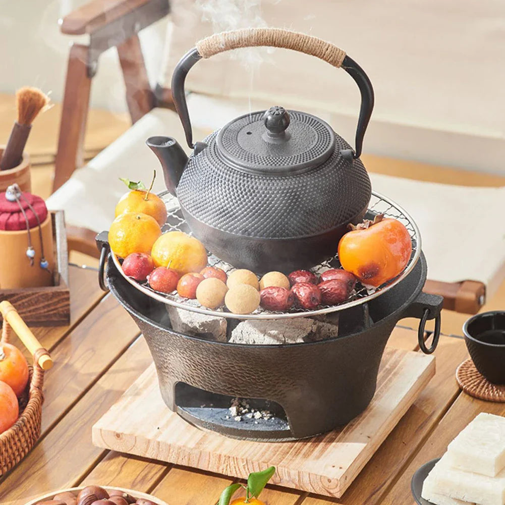 Rustfritt stål BBQ grill bordplate støpejern kullgrill komfyr | Luvikno