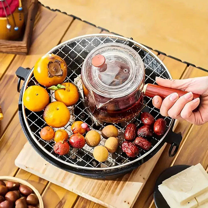 Rustfritt stål BBQ grill bordplate støpejern kullgrill komfyr | Luvikno