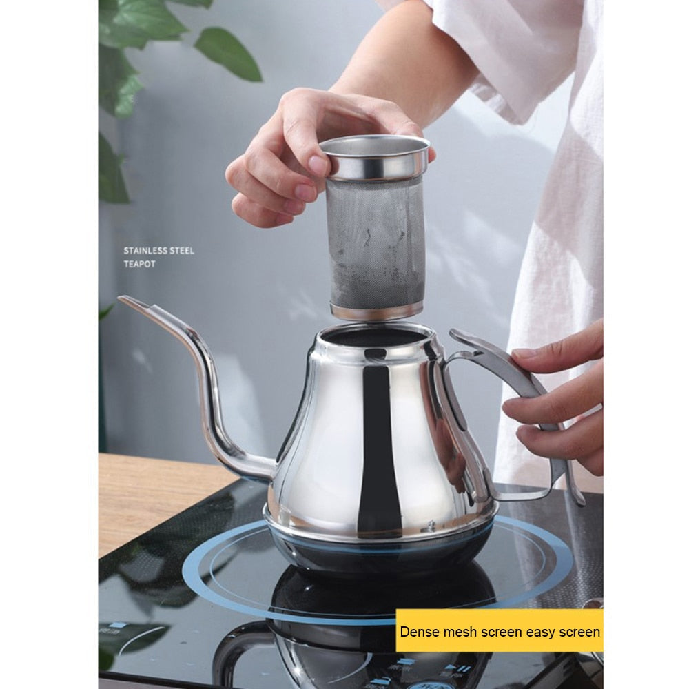 Rustfritt Stål Kaffe Dryppkanne Gåsehals Kjele Teprodusent Med Filter | Luvikno