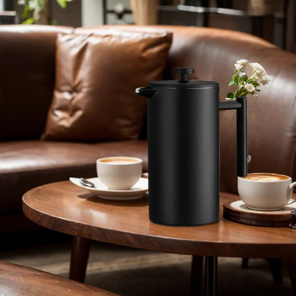 Rustfritt Stål Fransk Press Dobbel Vegg Isolert Kaffe Te Maker | Luvikno