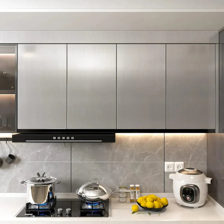 Rustfritt stål Look Kjøkken Skap Kjøleskap Selvklebende Klistremerke | Luvikno