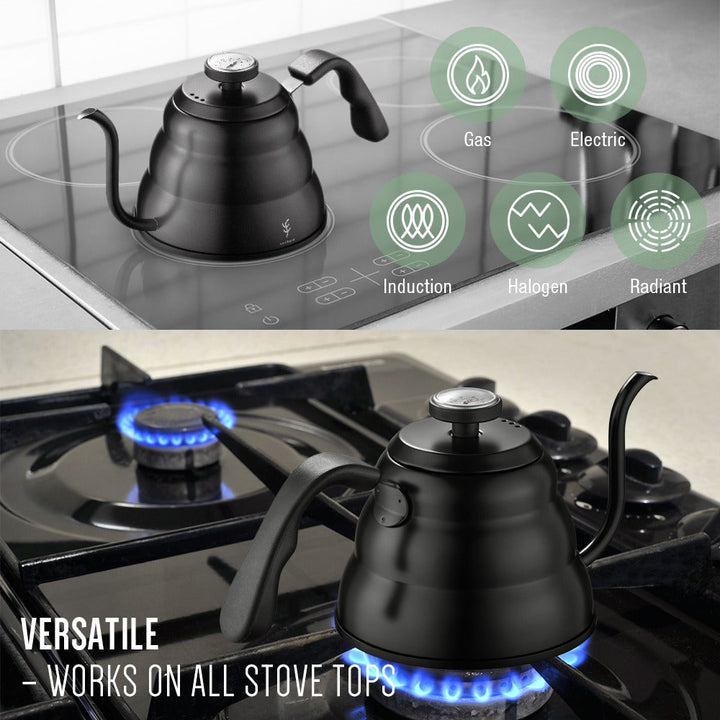 Rustfritt stål pour over kaffekanne dryppkjele med termometer | Luvikno