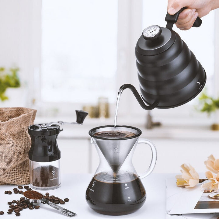 Rustfritt stål pour over kaffekanne dryppkjele med termometer | Luvikno