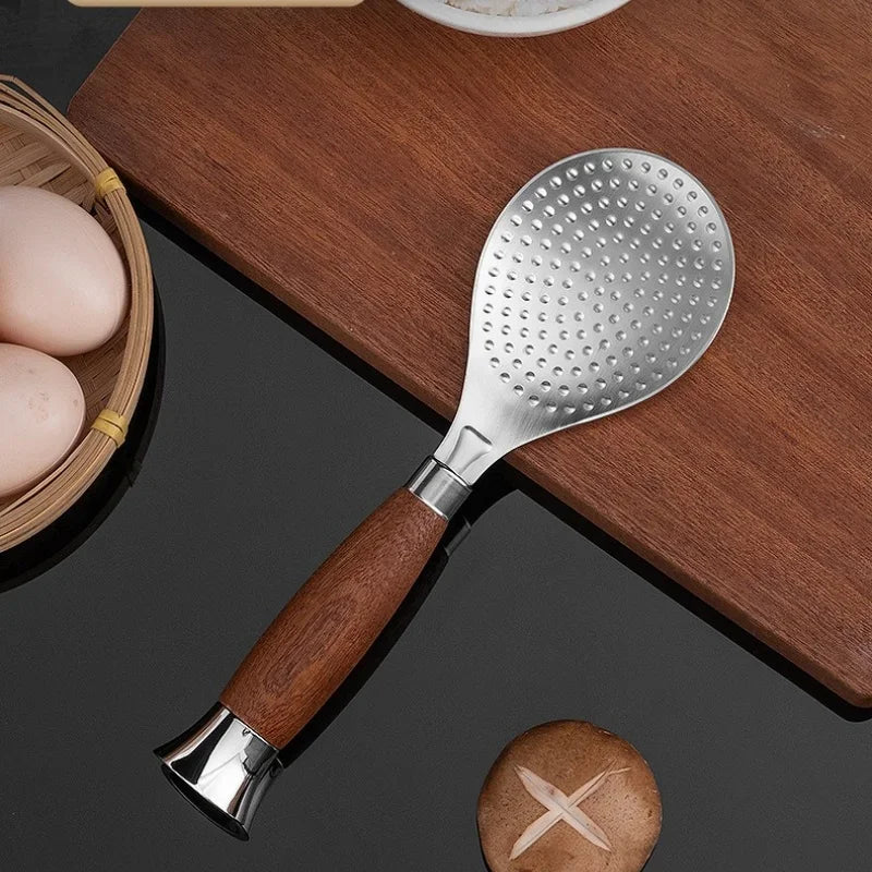 Rustfritt stål risnivå med treskaft Non-Stick riseflate | Luvikno